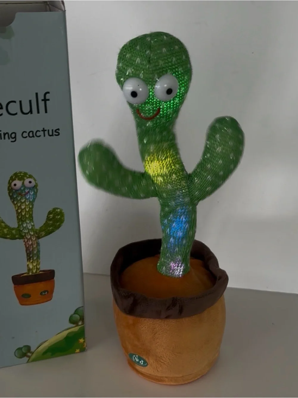 LED Green Dancing Cactus Plush with Tan Pot